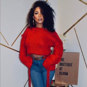Red Large knit sweater.